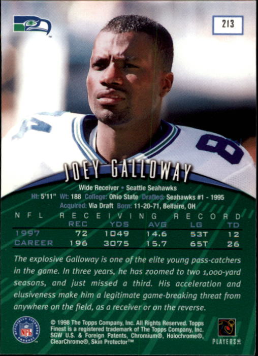 1998 Finest #213 Joey Galloway back image
