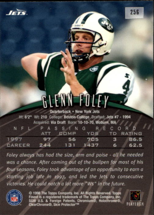 1998 Finest #256 Glenn Foley back image