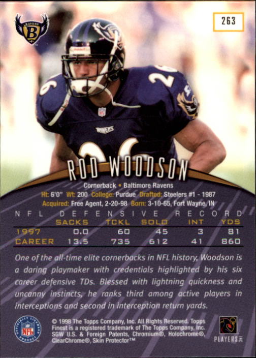 1998 Finest #263 Rod Woodson back image