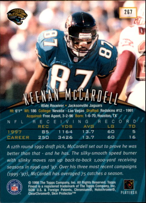 1998 Finest #267 Keenan McCardell back image
