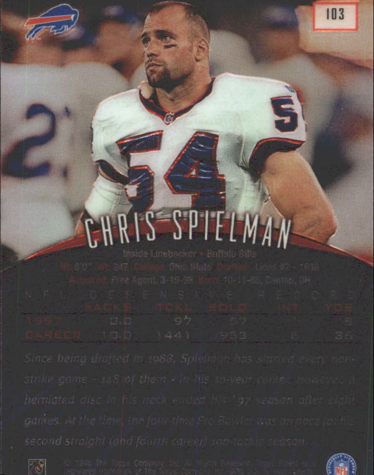 1998 Finest No-Protectors #103 Chris Spielman back image