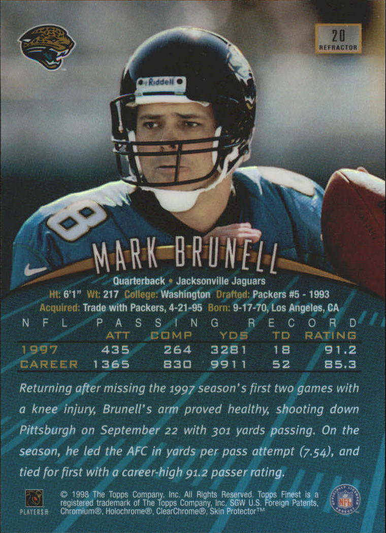 1998 Finest No-Protectors Refractors #20 Mark Brunell