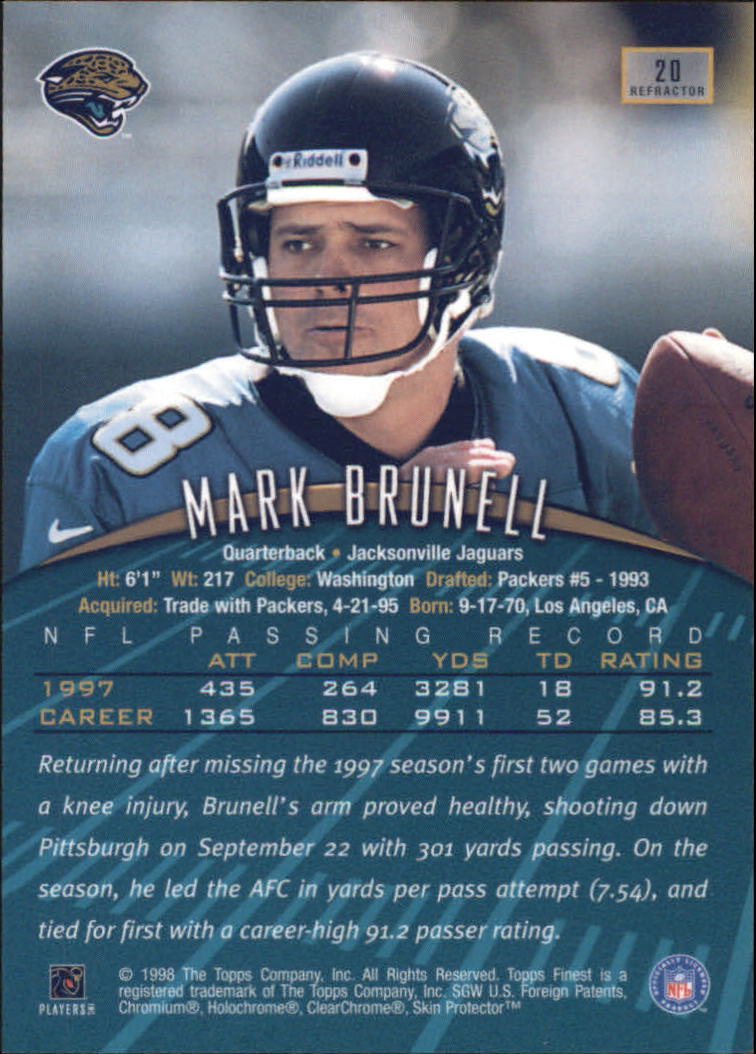 1998 Finest Refractors #20 Mark Brunell