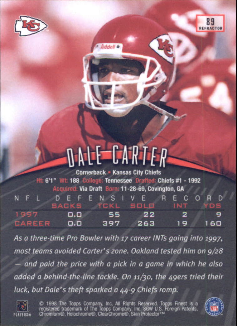 1998 Finest Refractors #89 Dale Carter