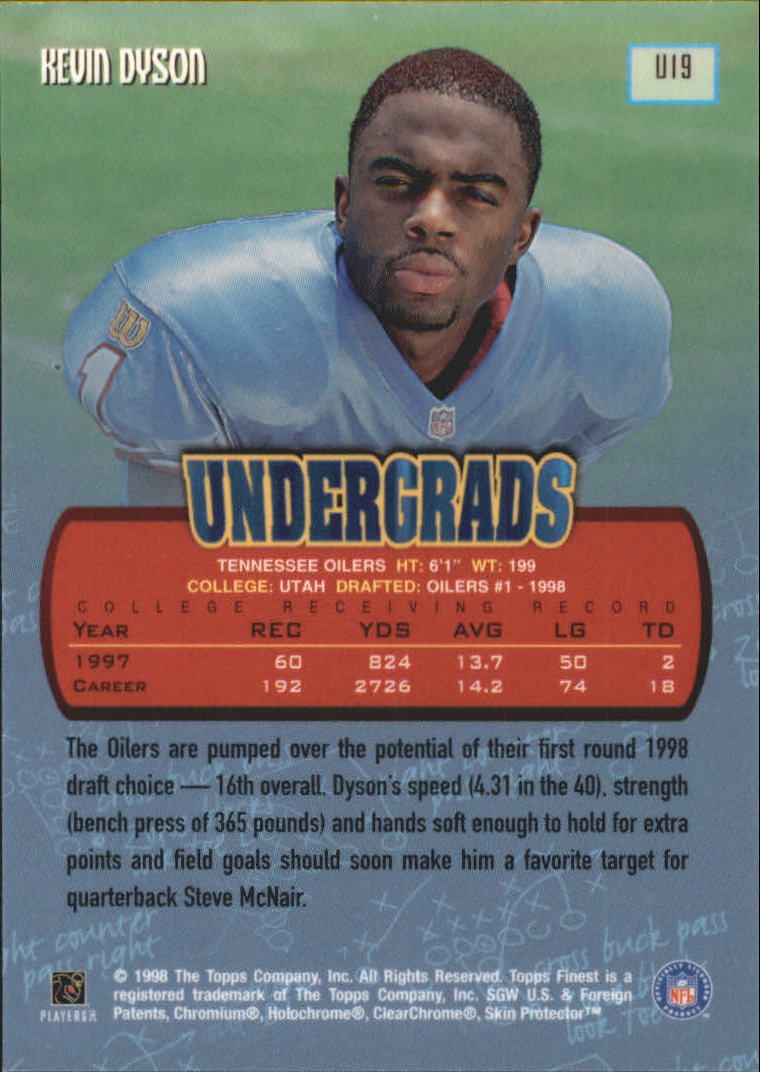 1998 Finest Undergrads #U19 Kevin Dyson back image