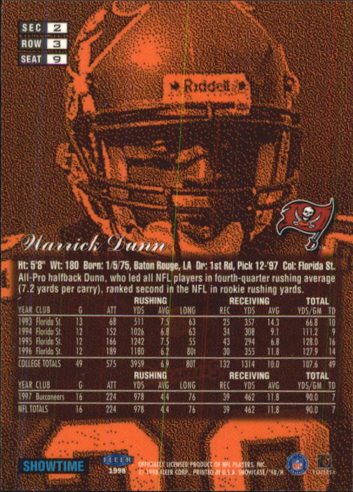 1998 Flair Showcase (Fleer) Football "Row 3" Main Set Base Cards - Picture 11 of 97