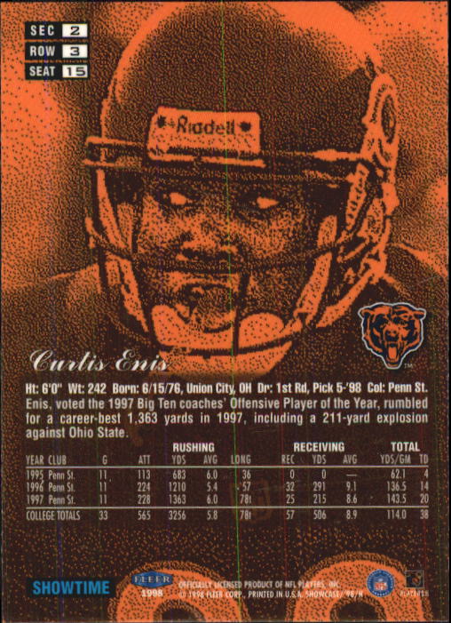 1998 Flair Showcase (Fleer) Football "Row 3" Main Set Base Cards - Picture 21 of 97