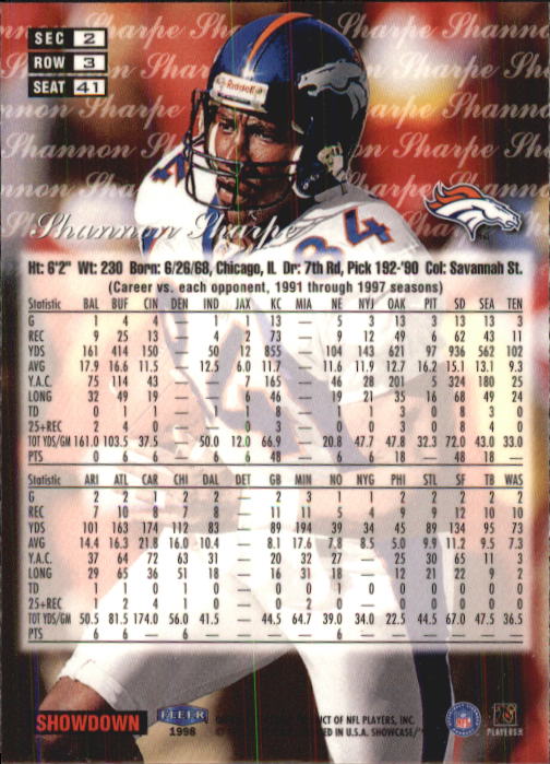 1998 Flair Showcase (Fleer) Football "Row 3" Main Set Base Cards - Picture 59 of 97