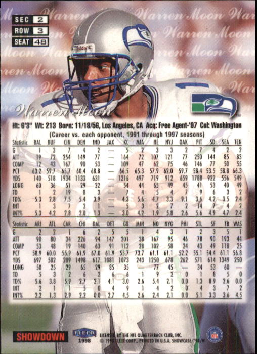 1998 Flair Showcase (Fleer) Football "Row 3" Main Set Base Cards - Picture 69 of 97