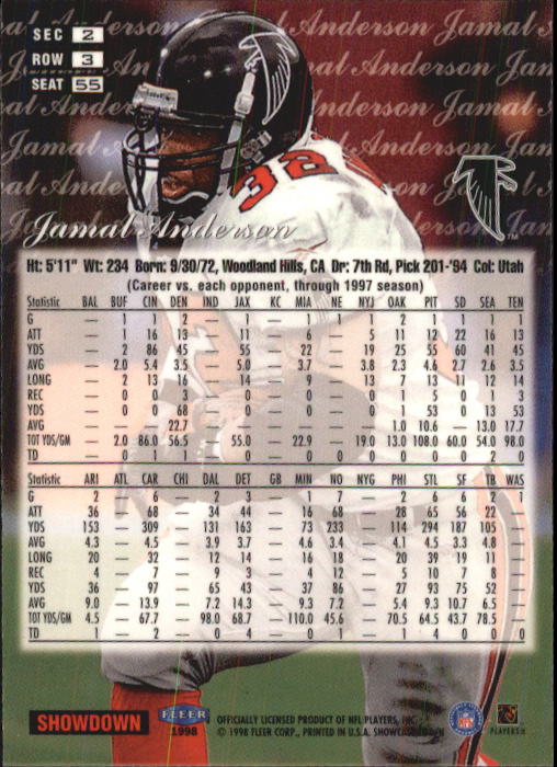 1998 Flair Showcase (Fleer) Football "Row 3" Main Set Base Cards - Picture 75 of 97