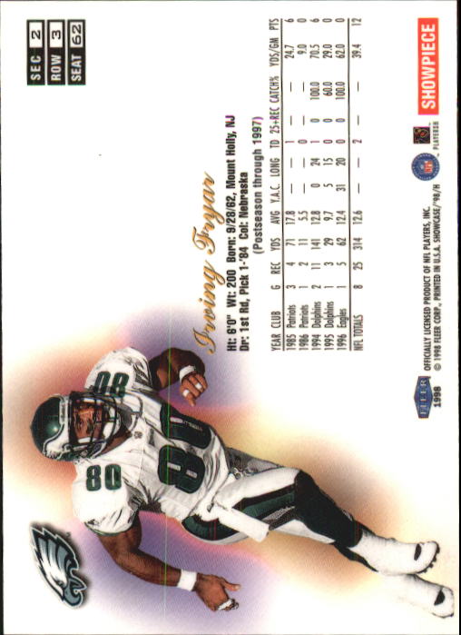 1998 Flair Showcase (Fleer) Football "Row 3" Main Set Base Cards - Picture 85 of 97