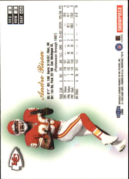 1998 Flair Showcase (Fleer) Football "Row 3" Main Set Base Cards - Picture 89 of 97