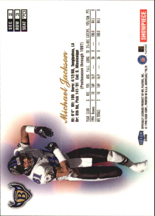 1998 Flair Showcase (Fleer) Football "Row 3" Main Set Base Cards - Picture 91 of 97