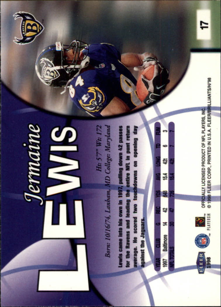 1998 Fleer Brilliants #17 Jermaine Lewis back image