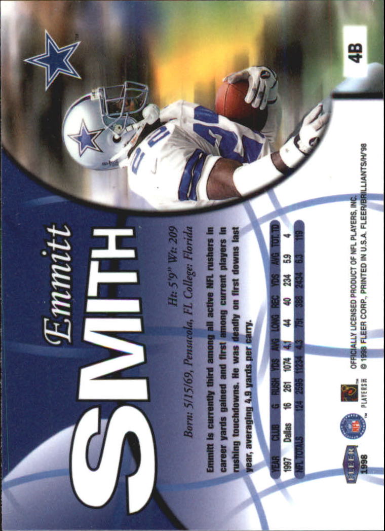 Tarjetas paralelas ""azules y doradas"" de fútbol americano Fleer Brilliants 1998 - Imagen 7 de 35