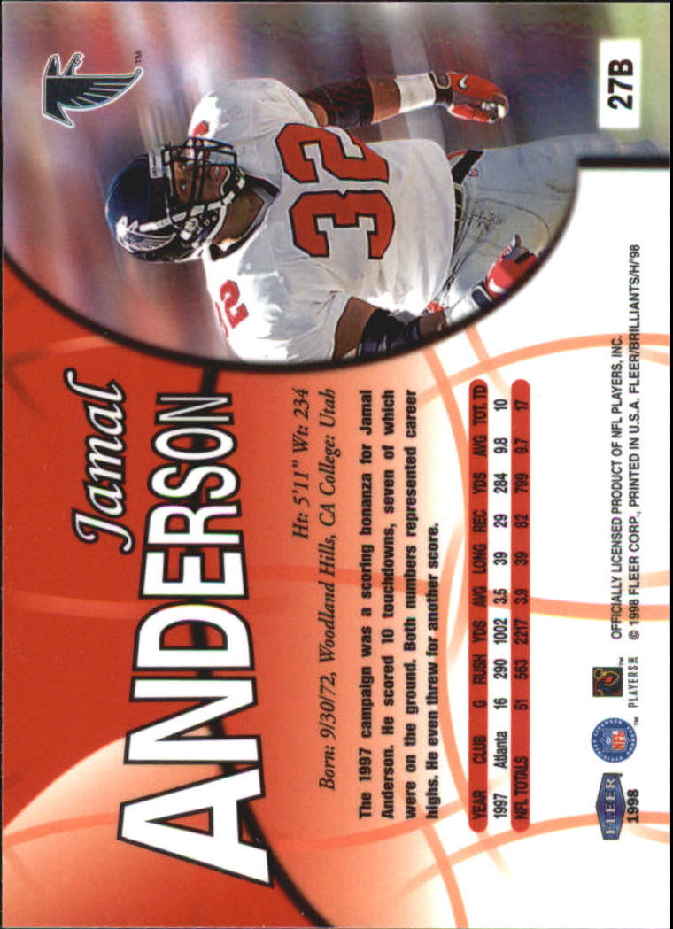 Tarjetas paralelas ""azules y doradas"" de fútbol americano Fleer Brilliants 1998 - Imagen 11 de 35