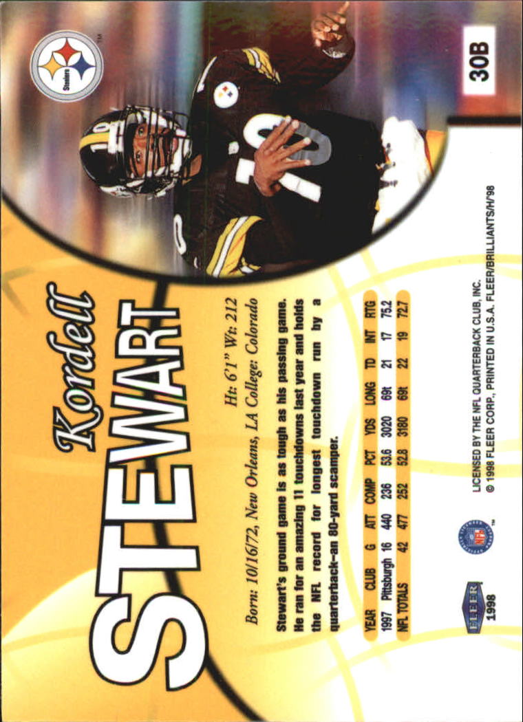Tarjetas paralelas ""azules y doradas"" de fútbol americano Fleer Brilliants 1998 - Imagen 13 de 35