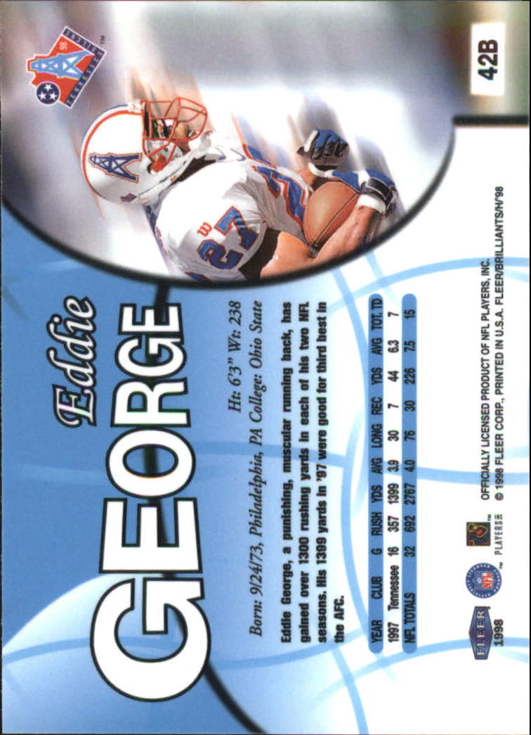 Tarjetas paralelas ""azules y doradas"" de fútbol americano Fleer Brilliants 1998 - Imagen 15 de 35