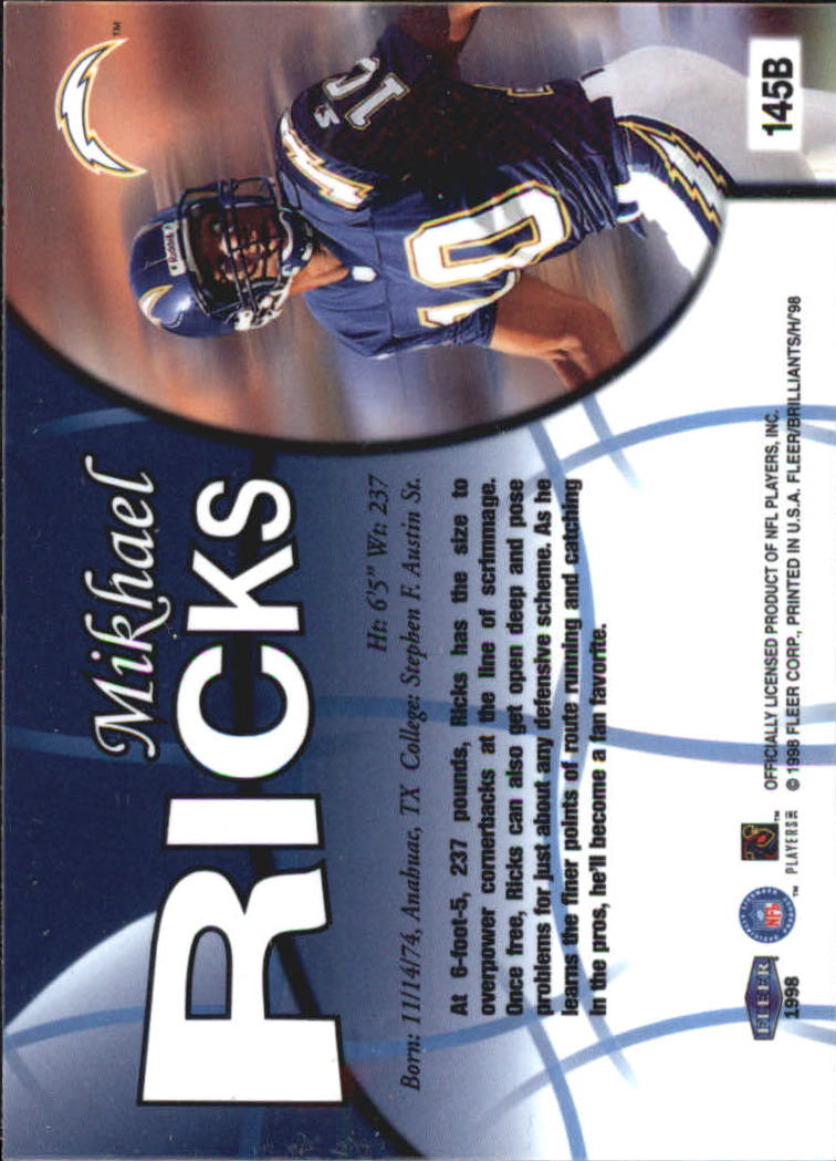 Tarjetas paralelas ""azules y doradas"" de fútbol americano Fleer Brilliants 1998 - Imagen 31 de 35