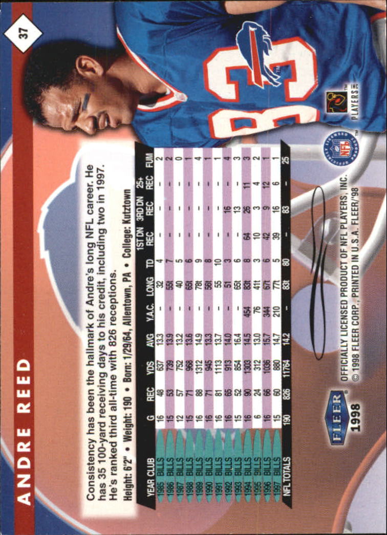 1998 Fleer Tradition #37 Andre Reed back image