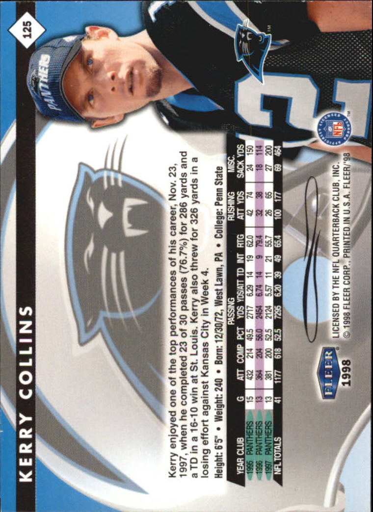 1998 Fleer Tradition #125 Kerry Collins back image