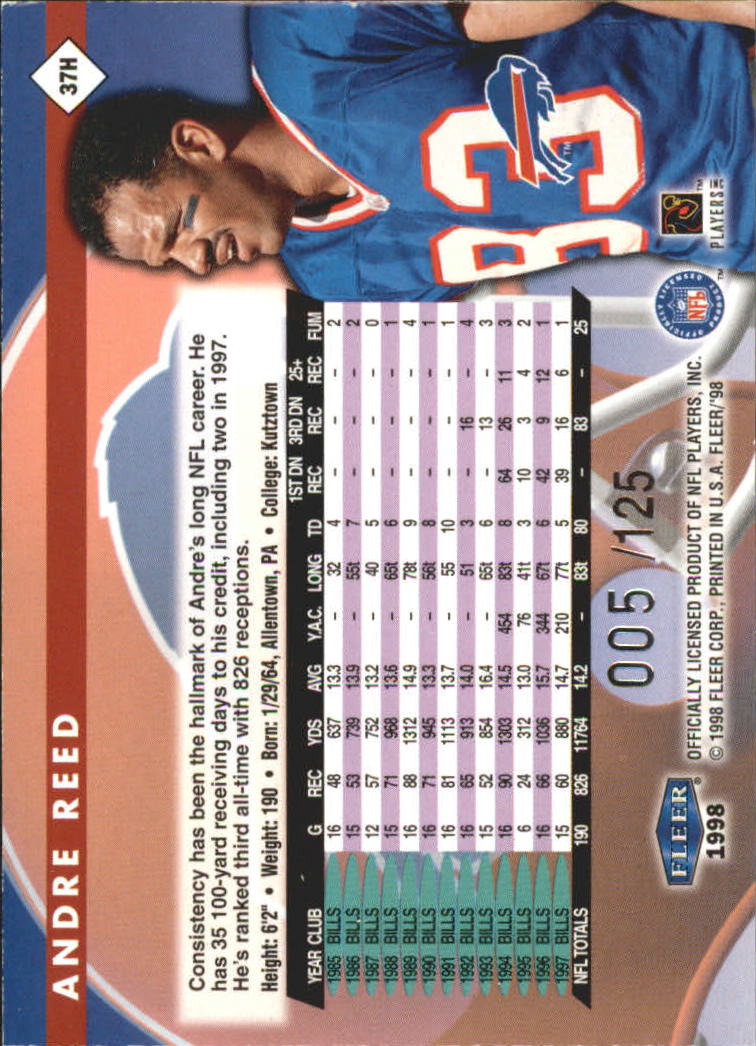 1998 Fleer Tradition Heritage #37 Andre Reed back image