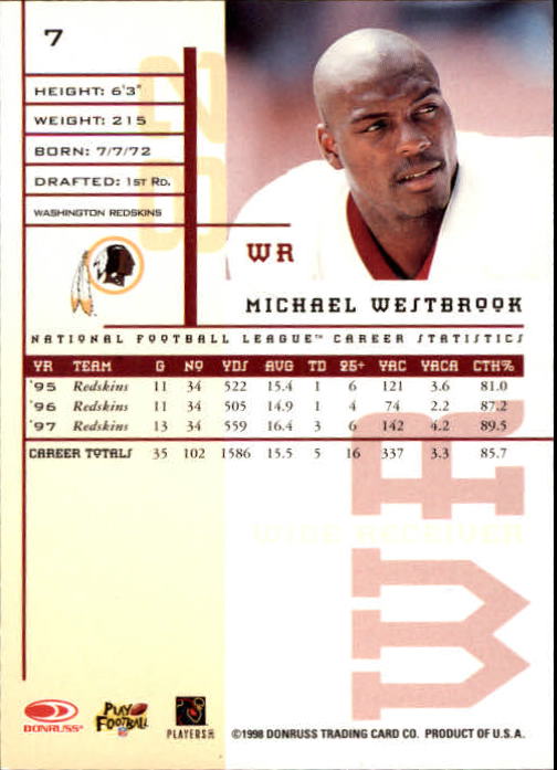 1998 Leaf Rookies and Stars #7 Michael Westbrook back image