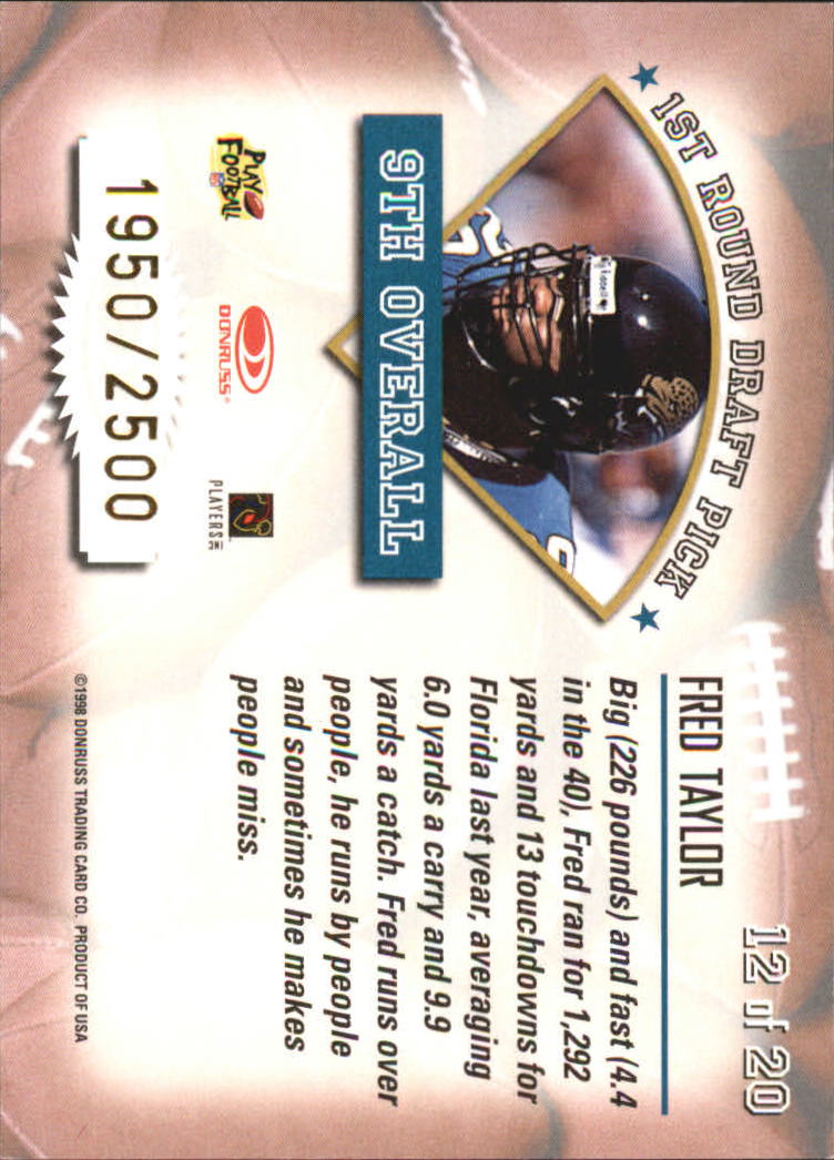 1998 Leaf Rookies and Stars Freshman Orientation #12 Fred Taylor back image
