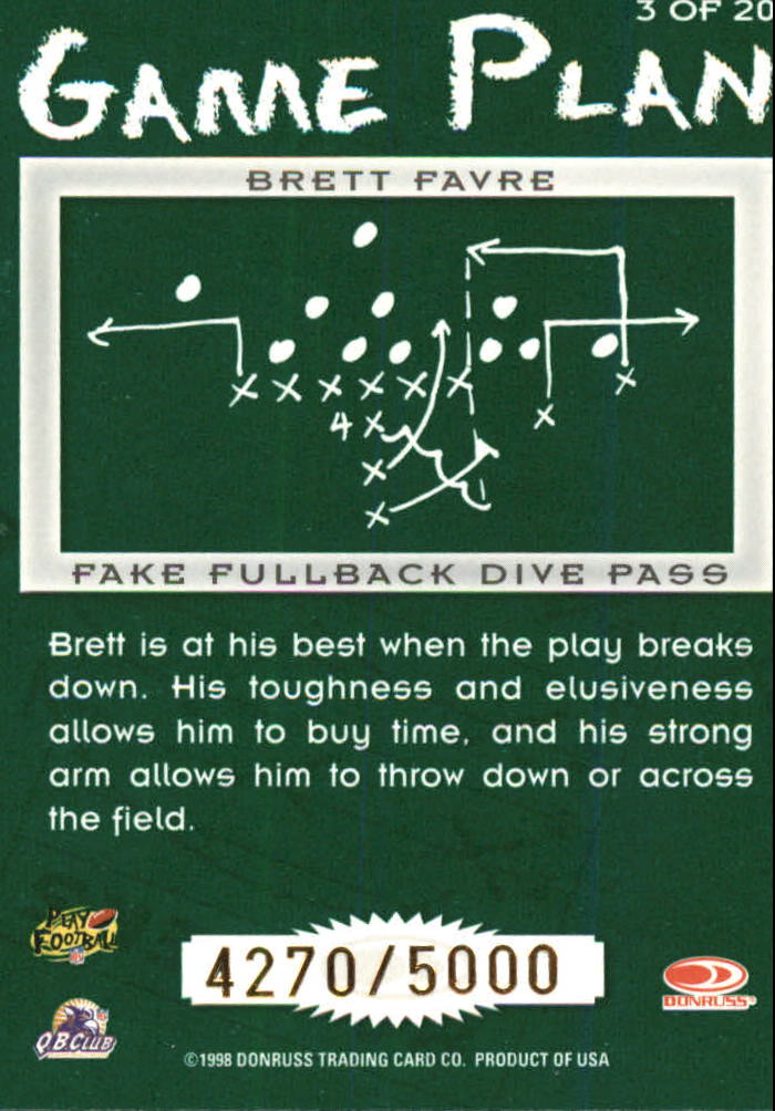 1998 Leaf Rookies and Stars Game Plan #3 Brett Favre back image
