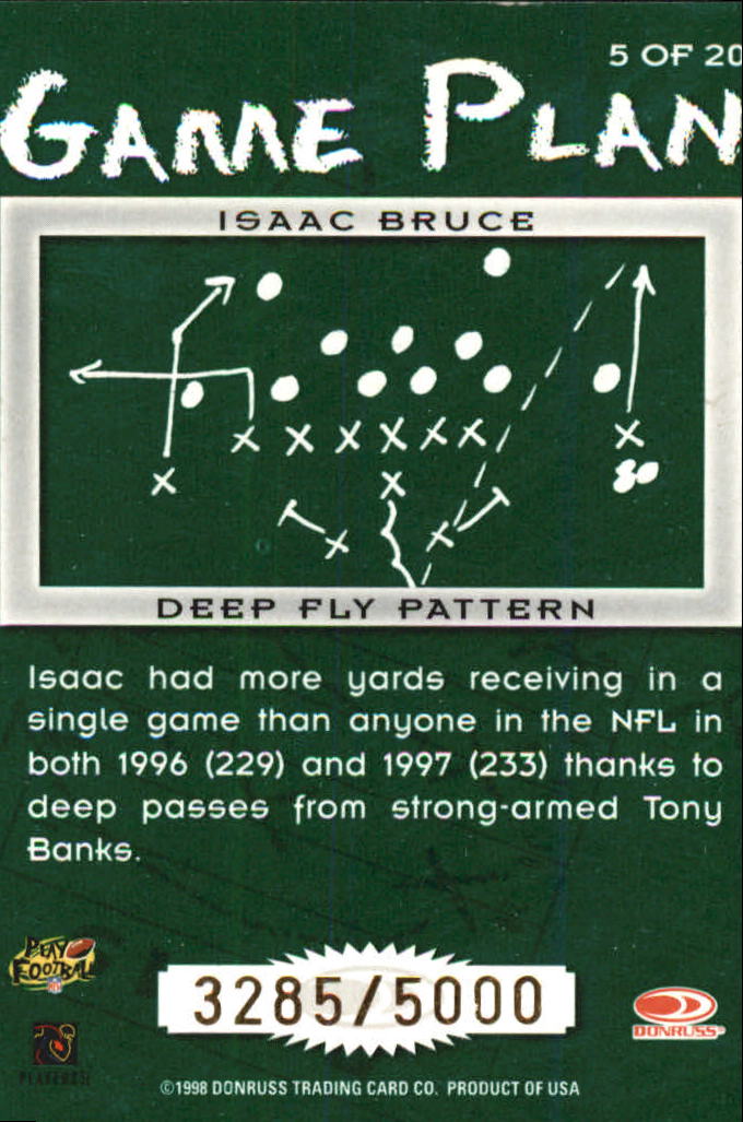 1998 Leaf Rookies and Stars Game Plan #5 Isaac Bruce back image