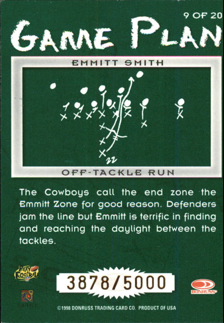 1998 Leaf Rookies and Stars Game Plan #9 Emmitt Smith back image
