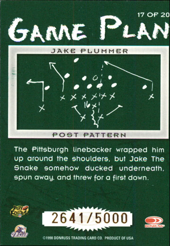 1998 Leaf Rookies and Stars Game Plan #17 Jake Plummer back image