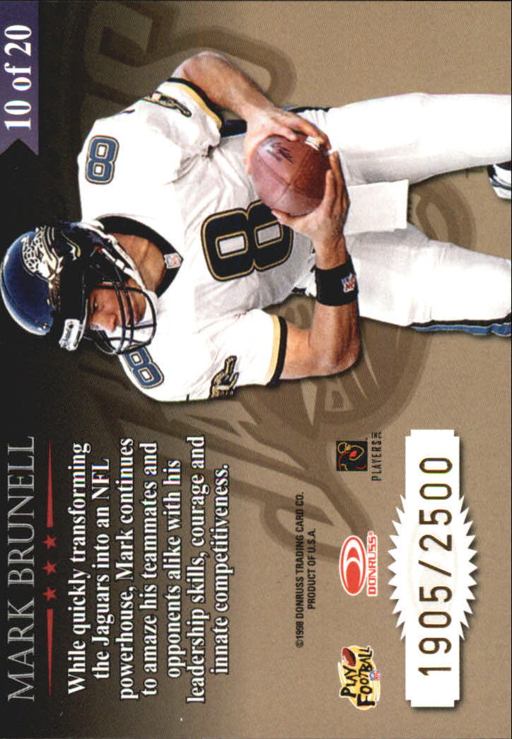 1998 Leaf Rookies and Stars Great American Heroes #10 Mark Brunell back image