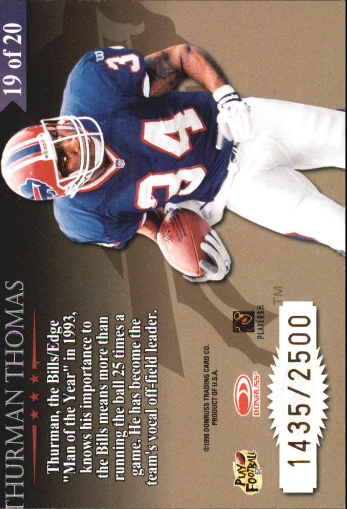 1998 Leaf Rookies and Stars Great American Heroes #19 Thurman Thomas back image