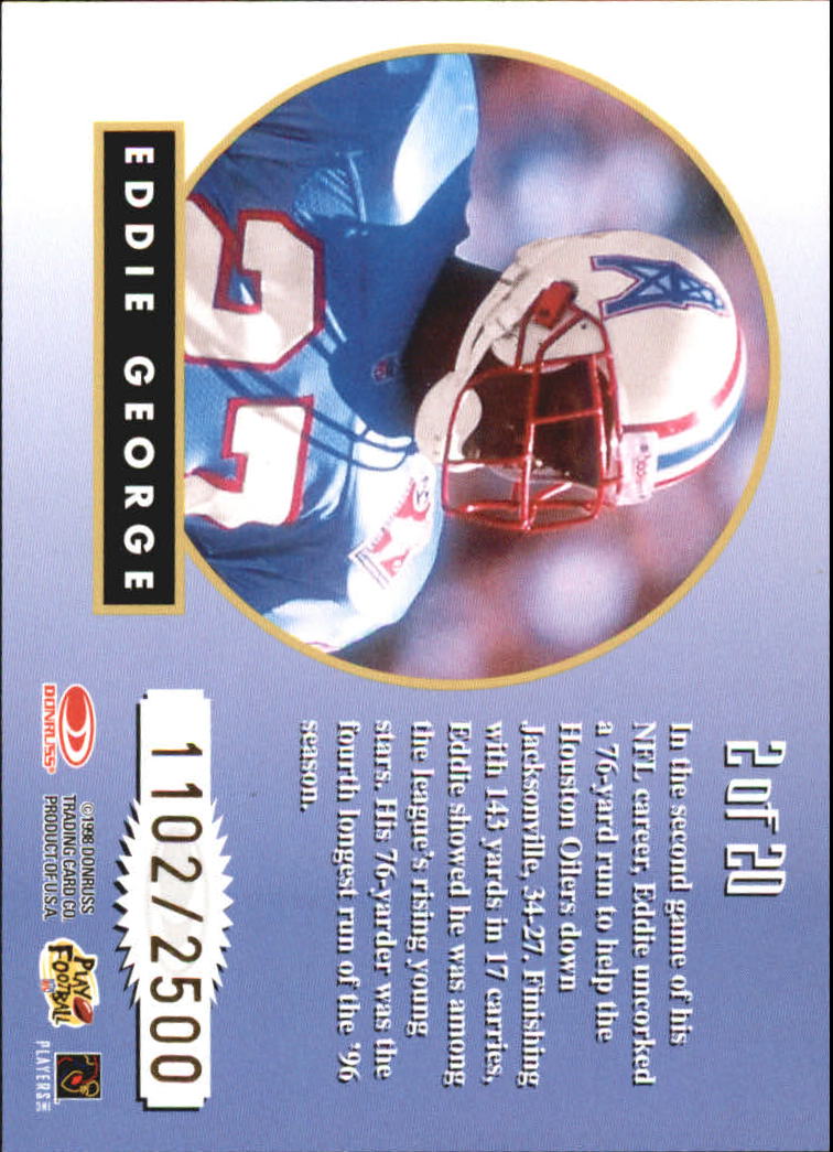 1998 Leaf Rookies and Stars Greatest Hits #2 Eddie George back image