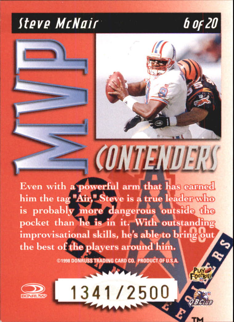 1998 Leaf Rookies and Stars MVP Contenders #6 Steve McNair back image