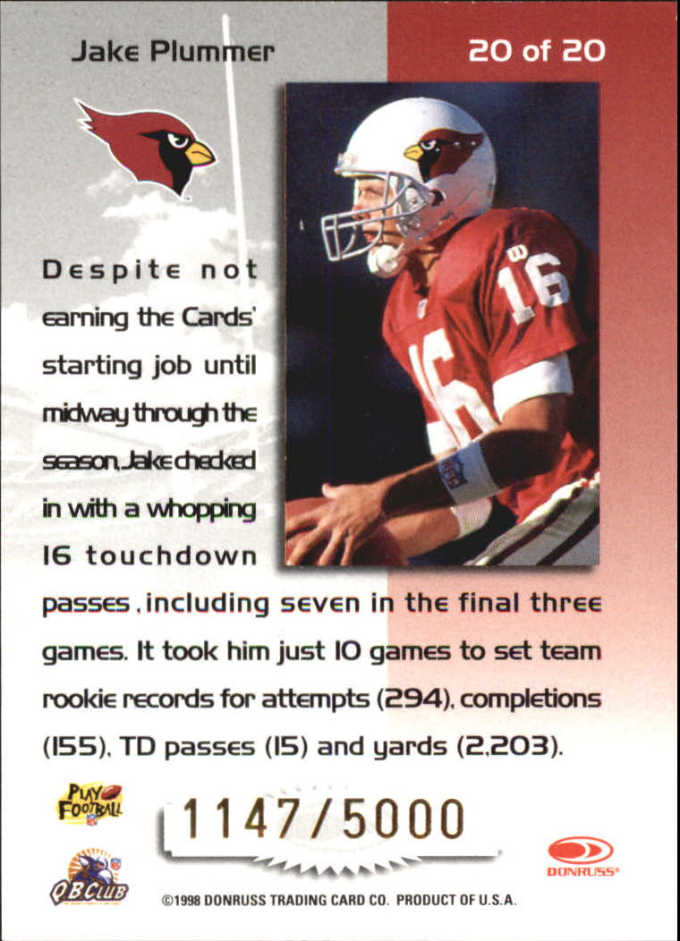 1998 Leaf Rookies and Stars Touchdown Club #20 Jake Plummer back image