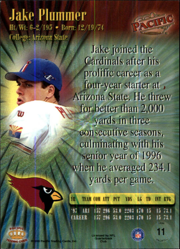 1998 Pacific #11 Jake Plummer back image