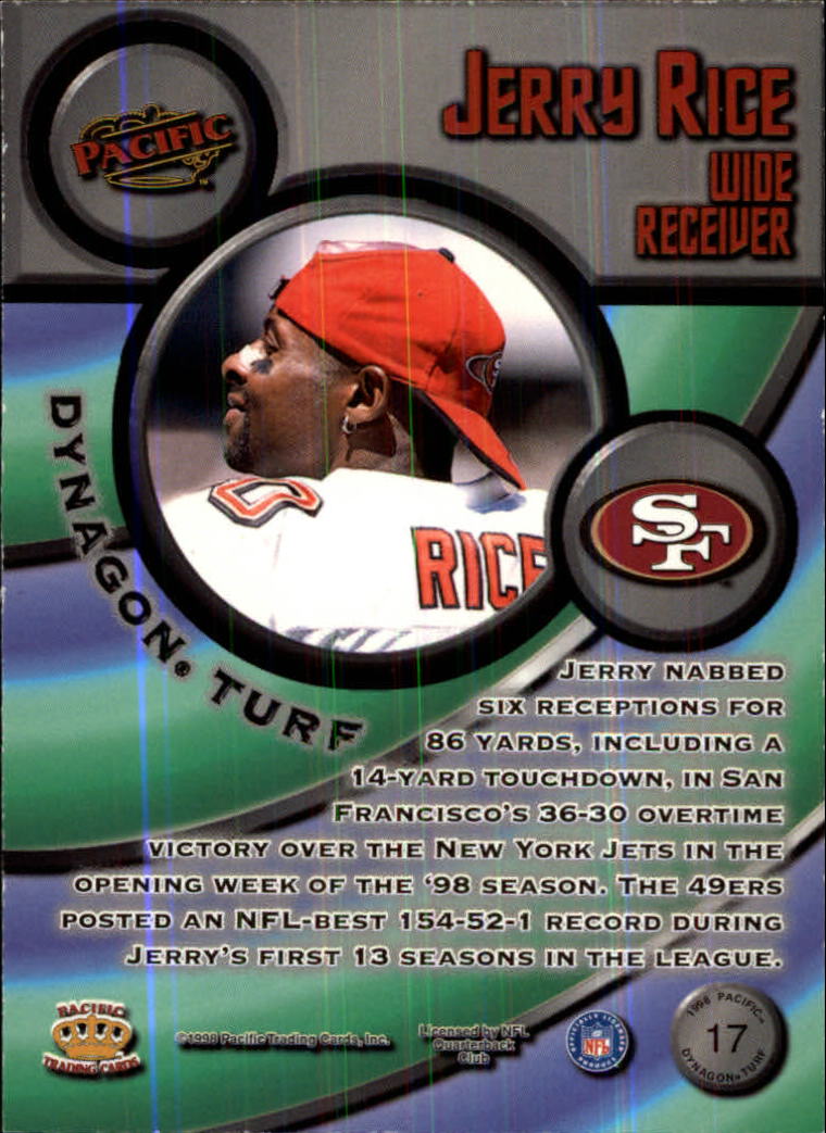 1998 Pacific Dynagon Turf #17 Jerry Rice back image