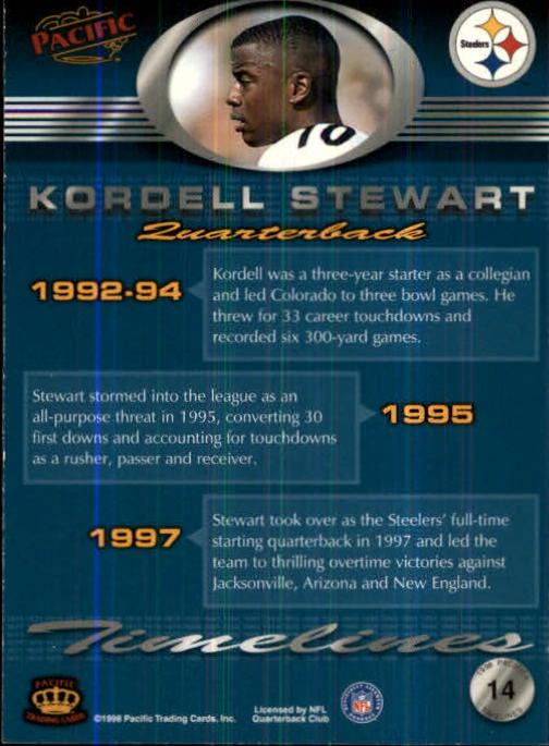 1998 Pacific Timelines #14 Kordell Stewart back image