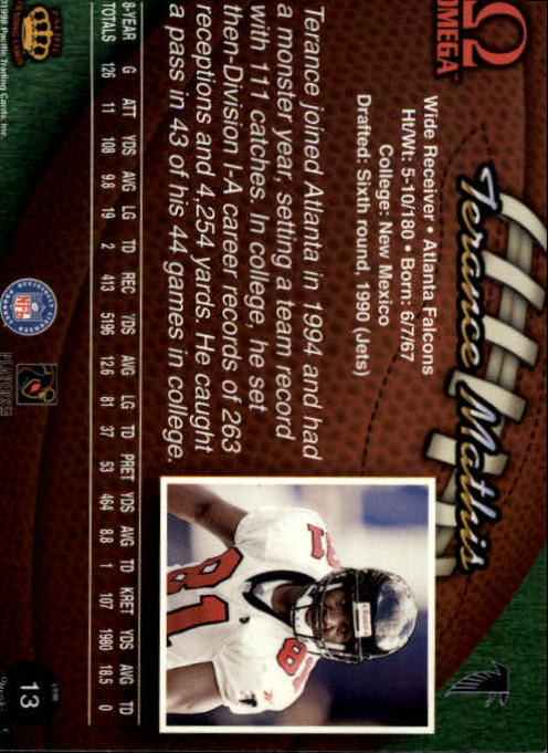 1998 Pacific Omega #13 Terance Mathis back image