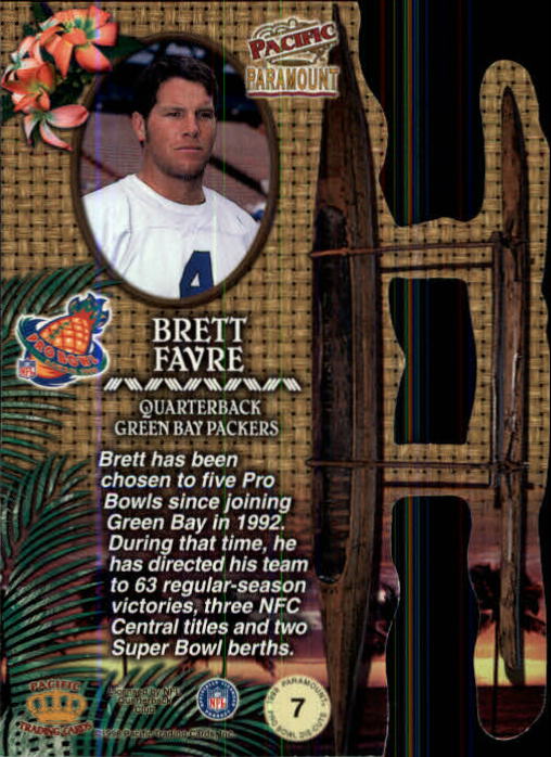 1998 Paramount Pro Bowl Die Cuts #7 Brett Favre back image