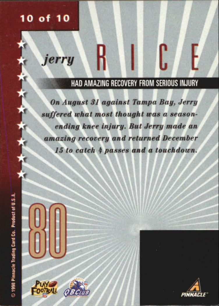 1998 Pinnacle Mint Lasting Impressions #10 Jerry Rice back image