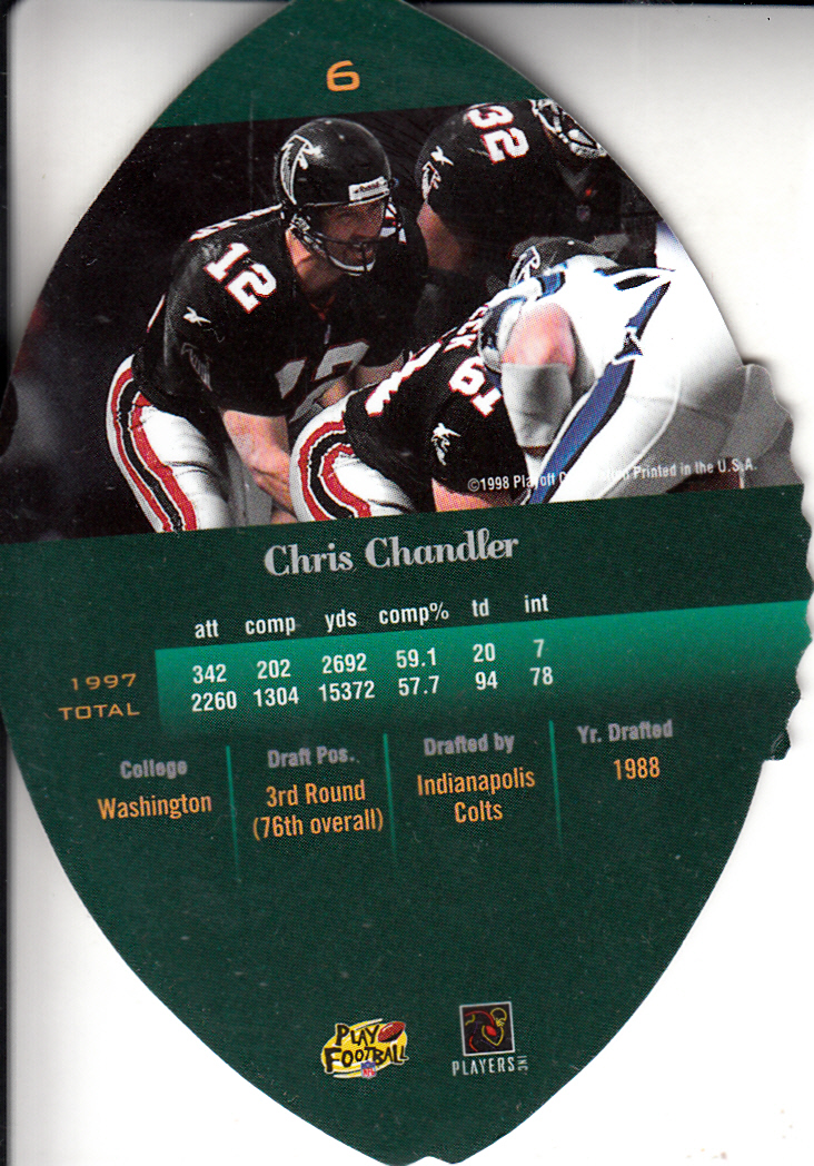 1998 Playoff Contenders Leather #6 Chris Chandler back image