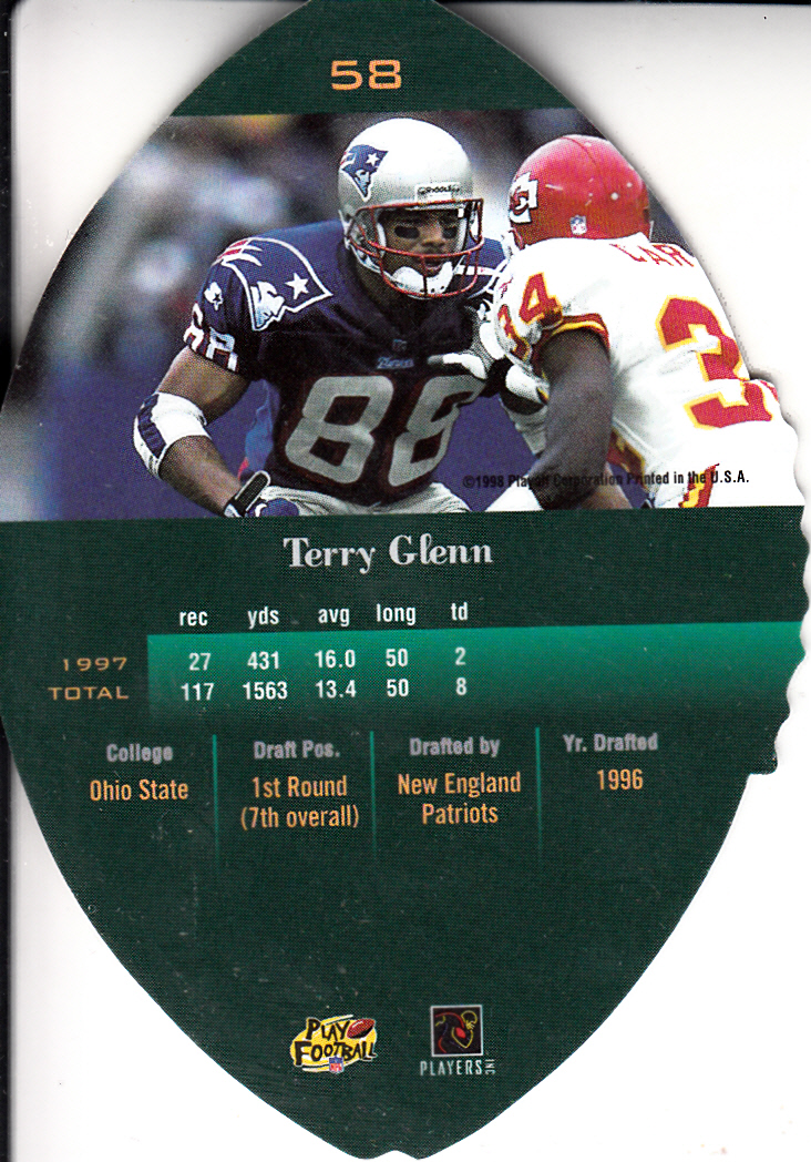 1998 Playoff Contenders Leather #58 Terry Glenn back image