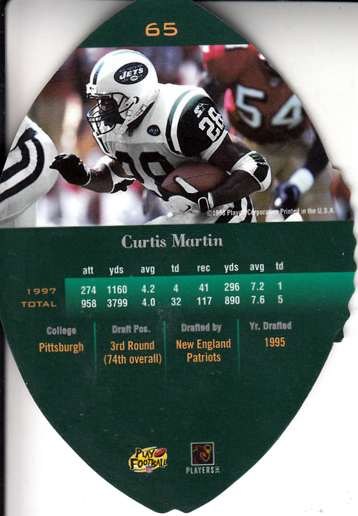 1998 Playoff Contenders Leather #65 Curtis Martin back image
