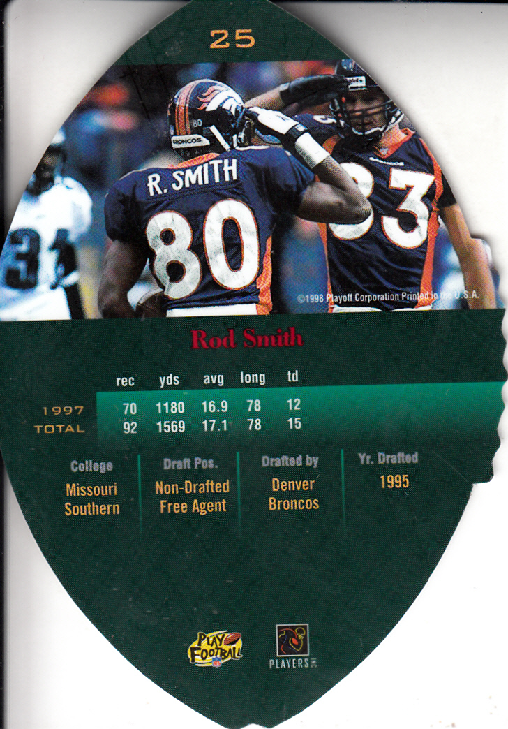 1998 Playoff Contenders Leather Red #25 Rod Smith back image