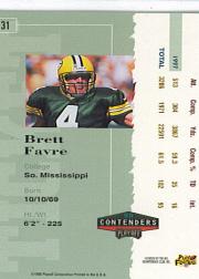 1998 Playoff Contenders Ticket Red #31 Brett Favre back image