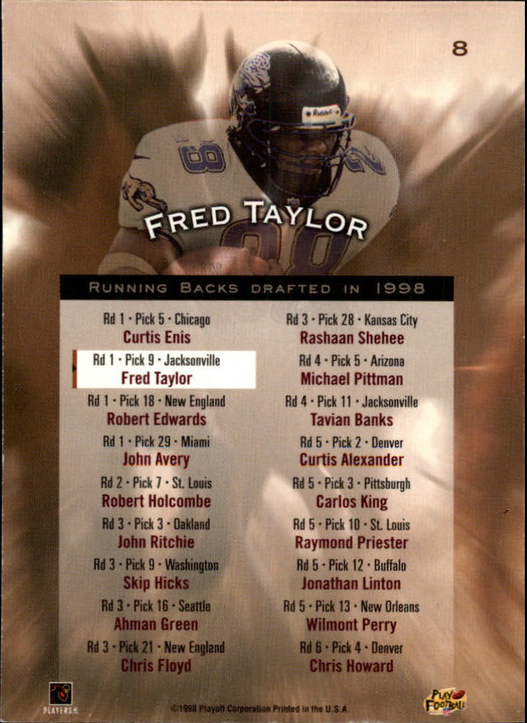 1998 Playoff Contenders Rookie Stallions #8 Fred Taylor back image