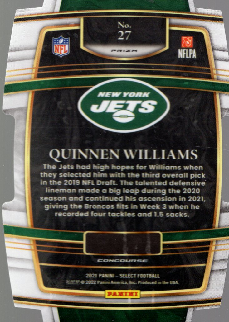 2021 Select Prizm Black and Gold Die Cut #27 Quinnen Williams